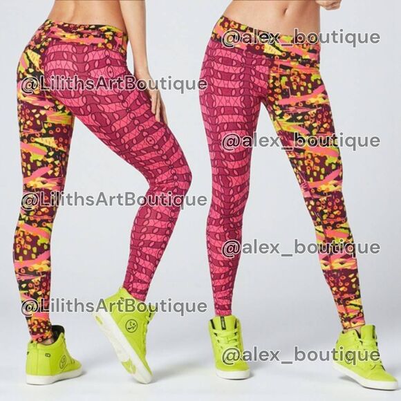 Zumba Kingston Vibes Perfect Long Leggings Shocking Pink Size L (E107) - Picture 1 of 7
